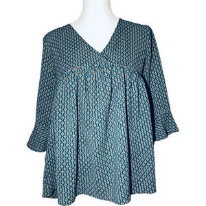Ces‎ Femme Women's Medium Geometric Print Babydoll Peplum Style